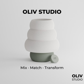 Oliv Modular Modern Table and Bedside Ambient Lamp | COMPLETE SET | Interchangeable Shade and Base