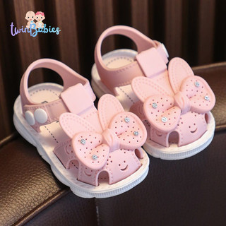 TwinsBaby Rubber Shoes For Kids Girl 2026 Summer Bow Princess Soft Soled Sandals Baby Walking Shoes