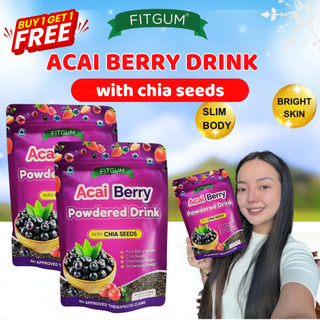 Fitgum Acai Berry Drink With Chia Seeds Glutathione Collagen Beauty Drink Anti-aging, Whitening Skin