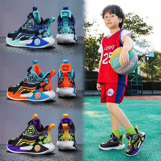 Future seeds high top basketball shoes for kids Rotating shoelaces rubber shoes for kids boys 31-40