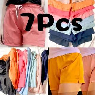 Buy 1 Get 7 Pcs Fashion Plain Taslan Short For Women With 2 Pocket