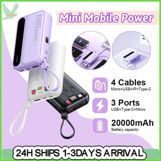 Rll 10000mAh Portable Powerbank Original with 4 Cables Fast Charging Micro USB / TypeC /Built in ios