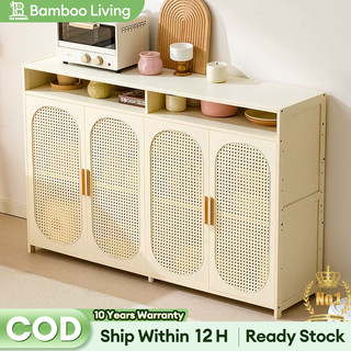 [TEAM KAHOY] Nordic Arched Rattan Shoe Cabinet with Storage Grid Entryway Organizer Furniture