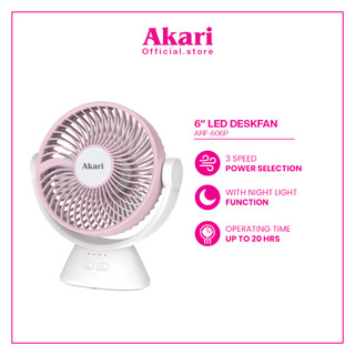 Akari ARF-606 Portable Rechargeable Desk Fan with Emergency Night Light – Brownout Ready