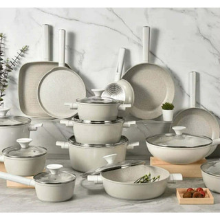 12Pcs Nonstick Granite Cookware Sets Fashion Custom Cream White Ceramic Cooking Utensil Set