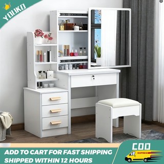 [Promotion] Makeup Desk Vanity Table With Mirror Light Dresser Ins Dressing Table With Drawer Modern