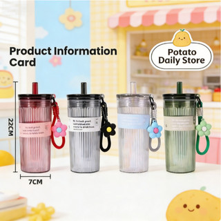 【SJJ】Portable 650Ml Cute Student Water Bottle Straw Cup with Handle Portable High-Value Water Cup