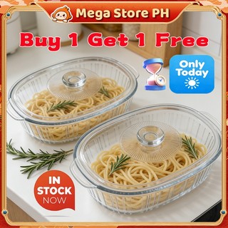 BUY 1TAKE 1 Premium Oval Glass Casserole With lid1800ml & 2800ml Oven & Dishwasher Safe For Baking