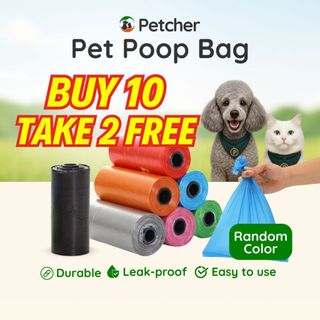 Petcher BUY 10 TAKE 2 Pet Poop Bag 15pcs per Roll Portable Pet Waste Disposable Bag for Dogs & Cats