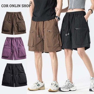 High quality Men's Summer Ice Silk Quick Dry Cargo Shorts With Zipper 6 Pockets Unisex Casual Wear