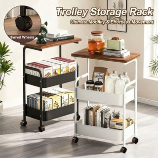 Trolley Shelves Household Movable Snack Trolleys Bedroom Table Kitchen Storage Rack With Wheels