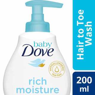 Baby Dove Hair to Toe Wash Rich Moisture 200ml for Dry Skin