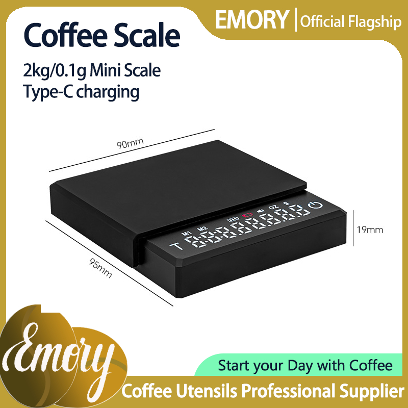 9.5*9cm 2kg/0.1g Mini Coffee Scales with Timer Portable High Precision Electronic Kitchen Scale