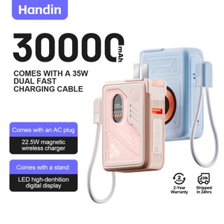 Handin 30000mAh Magnetic Powerbank Fast Charging PD 35W DUAL Built in Cable Portable Small Station