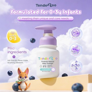 Tenderoo 0-3Years Toothgel Probiotic Vitamin C Fluoride Natural Baby Toothpaste Blueberry Flavor 60g
