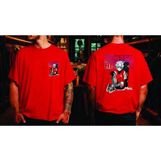 Hunter Oversized Tshirt for Men and Women Unisex Red Graphic Tee with Anime Print