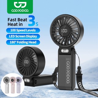 GOOJODOQ Foldable 4000 mAh Turbo Jet Mini Fan Rechargeable Handheld Portable Strong Wind 100 Gear