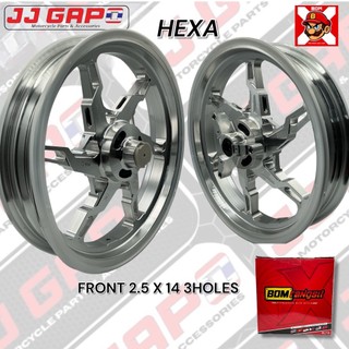 Bom-X Hexa/Razor 6 Spokes CNC Alloy Mags (3.5-14 Rear) (2.5-14 Front) FOR AEROX V1/V2