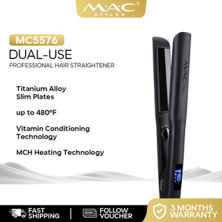 MAC Styler Dual Use Professional Black Slim Plates Hair Straightener Hair Iron Flat Iron MC5576