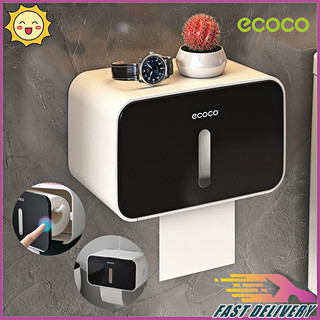 Ecoco Tissue Holder Storage Box ABS Material Wall Mounted Waterproof Bathroom Toilet Paper Holder