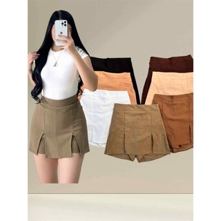 LC |  TWO SLIT DEMI WOVEN SKORT | garterized | stretchable | sexy skort