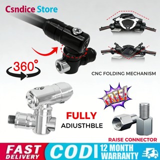 Universal 360° Folding Motorcycle Side Mirror CNC Aluminum Black/Silver, 360 Rotation for Motorcycle