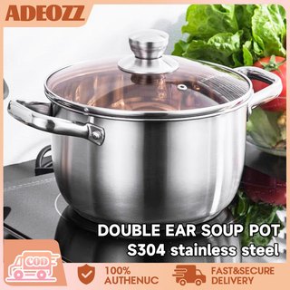 Casserole with Lid Stainless Steel Double Handle Soup Pot Cooking Pot Kitchenware For induction cook