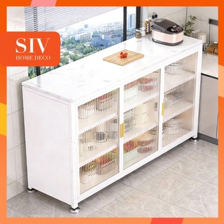 【Marble Tabletop】SIV Kitchen Island Cabinet Metal Sideboard Pantry Display Microwave Cabinet Shelf