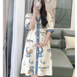 V-Neck Button Down Sleep Dress - Free Size (40-75kg), Perpekto sa Lahat ng Katawan