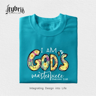 I Am GOD'S Masterpiece Design T-shirt For Women Clothing Basic Round Neck  Teal Tops