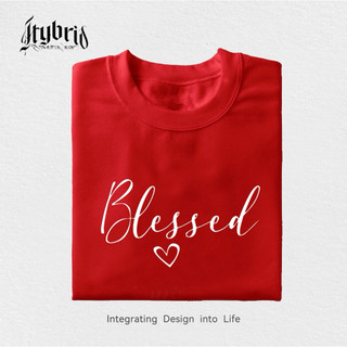 Basic Blessed Heart Simple Letter T-shirt For Women Fashion Red Round Neck Family Unisex Tops
