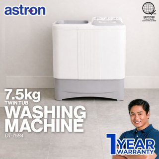 Astron DT7584 Twin Tub Washing Machine - Gray | 7.5kg  | Wash & Dry | Heavy Duty