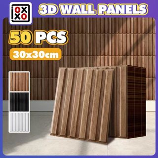 10PCS 3D Wall Panel Pvc Vinyl Wood Design Wall Sticker Living Room Home Wallpaper Background Wall