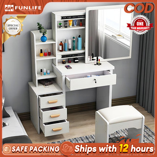 LED Light MultiFunctional Dressing Table With Drawer Vanity Table LED Mirror LargeCapacity Storage