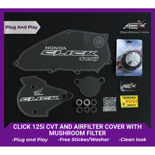 Click 125i V2/V3 CVT Acrylic Pulley & Airbox Cover w/ Mushroom Filter — Plug & Play | Free Stickers