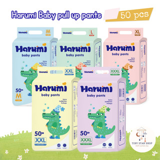 TINYSTARSHOP  HARUMI Baby diaper EXTRA SOFT AND THIN Pull up Pants 50PCS M to 3XL SIZE RANDOM DESIGN