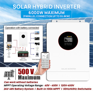 DEMUDA Pure Sine Wave Parallel Invertor 6.2kw/4.2kw/3.6kw Solar Hybrid Inverter Built-in 100A MPPT