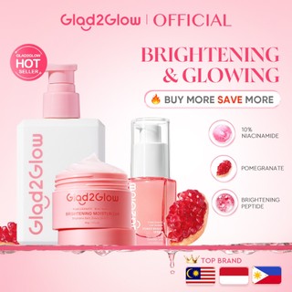 [HOT] Glad2Glow 3PCS Brightening Set Facial Moisturizer & Serum For Face & Milk Facial Wash Cleanser