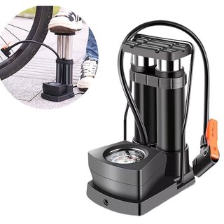 Foot Air Pump! Heavy Duty Single Cylinder w/Gauge - Inflate Car/Motorcycle/Ball in 70s