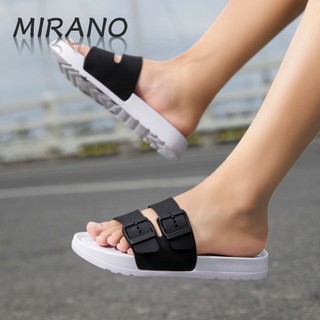 Mirano Men's Thick-Soled Slippers Rubber Non-Slip Sole, Double Strap Adjustable Slip-On Slippers
