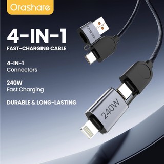 Orashare OC06 240W 4-in-1 Super Fast Charging Cable Multi-Compatible Data Cord for iP & Android