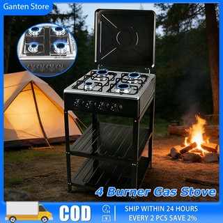 4 Burner Gas Stove Heavy Duty Stove Kitchen Appliance With Cover Portable Outdoor Camping Stove