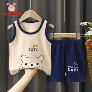 LoveMimiPH | For Boys Baby & Kids Sleeveless Shorts Set Pure Cotton Summer Indoor & Outdoor Outfit