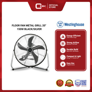 Westinghouse Floor Fan 20" Industrial Yucon II with Metal Grill 150W Black/Silver WH72716