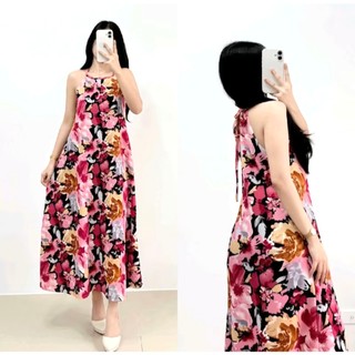 Emily Gail Casual Printed Maxi Dress Back Tie Womenswear-Women's Dresses
