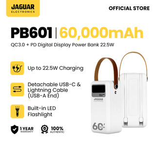 JAGUAR ELECTRONICS PB601 60000mAh QC3.0 + PD Digital Display Power Bank 22.5W With Flashlight