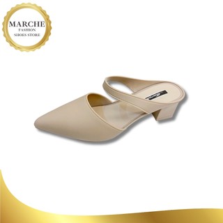 Marche New Pointed Plain Matte Finish With Strap Slip On Casual Wear For Women