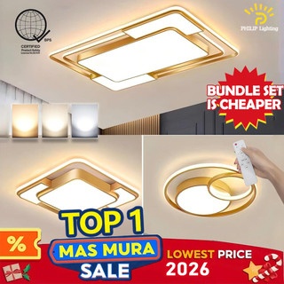 LED Ceiling Light Tri-color Dimmable with Remote Bundle Set for Living Room Bedroom Energy Saving