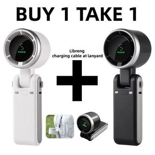 [BUY 1 TAKE 1]Orashar Portable Foldable Turbo Fan 5 Speeds Rechargeable 4000mAh Battery Handheld Fan