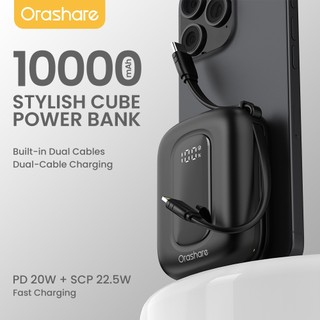 Orashare PCM12 10000mAh Mini Powerbank Portable Built-in Dual Cable PD 20W+SCP 22.5W Fast Charging